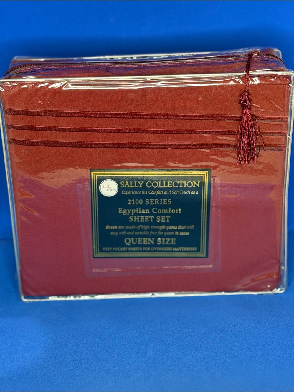 New 4PCS Queen size sheet set deep pocket Egyptian Comfort Burgundy color